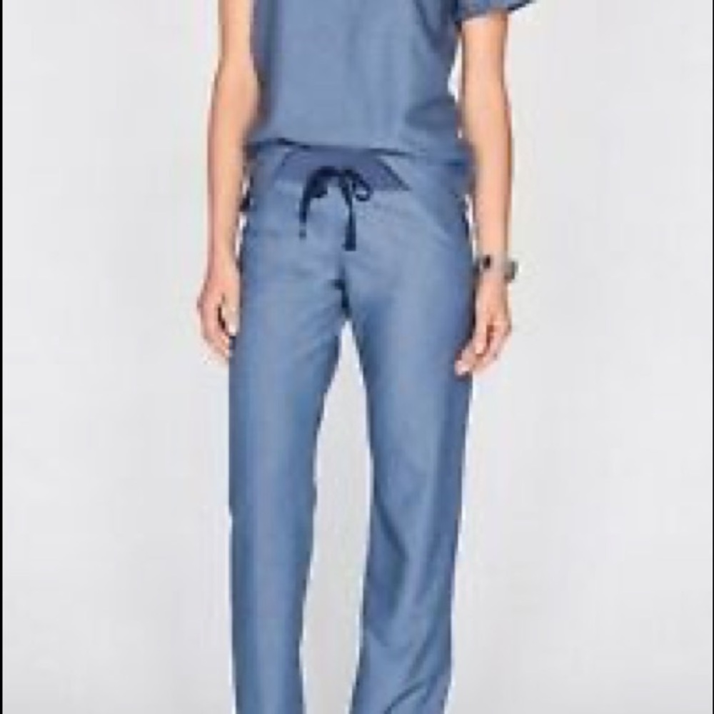 Limited edition heather denim figs scrubs.